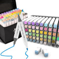 XSG Alcohol Markers,60 Colors Dual Tip Brush & Fine Tip Art Marker Set,for Blending & Shading,Ideal for Coloring Books & Professional Artwork,Includes Blender Pen & Portable Case,Ideal for All Ages