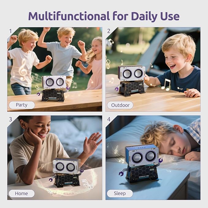 Science Can Stem Toys DIY Bluetooth Speaker, Build Your Robot Bluetooth Speaker with Rotating Head, Electronic STEM Kits with Wooden Puzzles, Gift for Teens Boys & Girls Ages 8-14