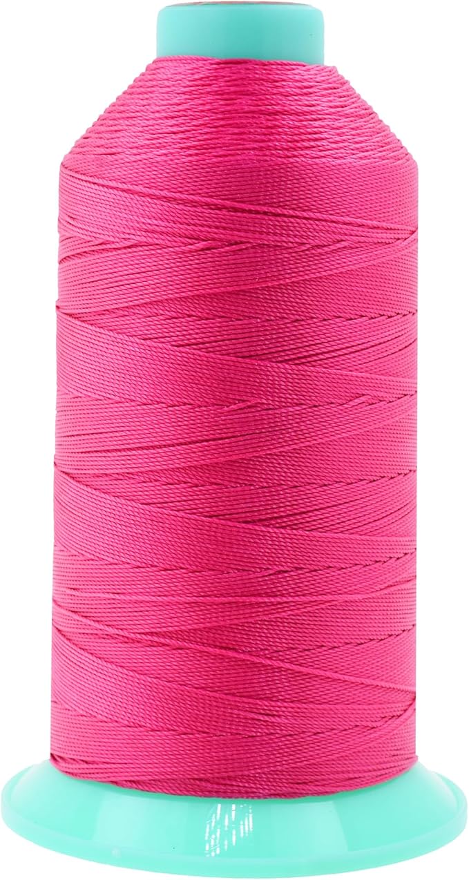Mandala Crafts Bonded Nylon Thread Hot Pink Heavy Duty Sewing Threads - 415 YDs Size 346 210D T350 Tex 350 Thread for Leather Jeans Weaving Outdoor Marine Upholstery Threads