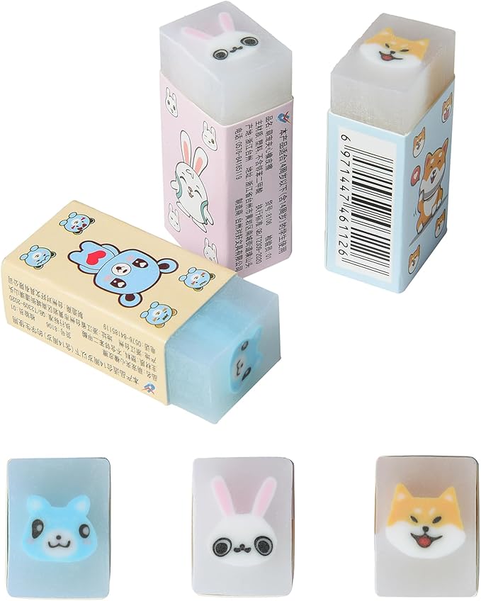 HILAZA 18Pcs Cute Animal Erasers for Kids Bulk, Kawaii Fun Pencil Jelly Erasers for School Classroom Supplies Prize Gifts Party Favors