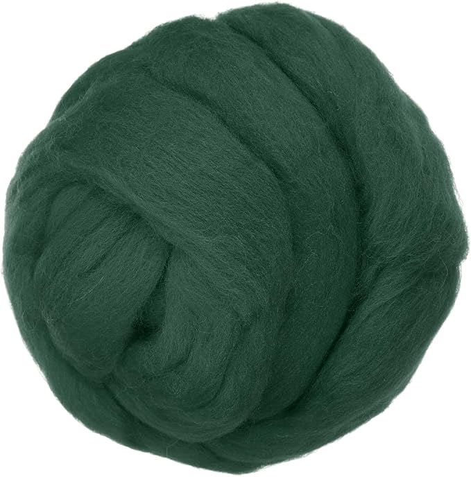 PATIKIL Wool Roving Yarn, 150G/5.3OZ Soft Felting Wool Pure Chunky Roving Yarn Bulk for Needle Felting Knitting Blanket Spinning Weaving DIY Craft, Dark Green
