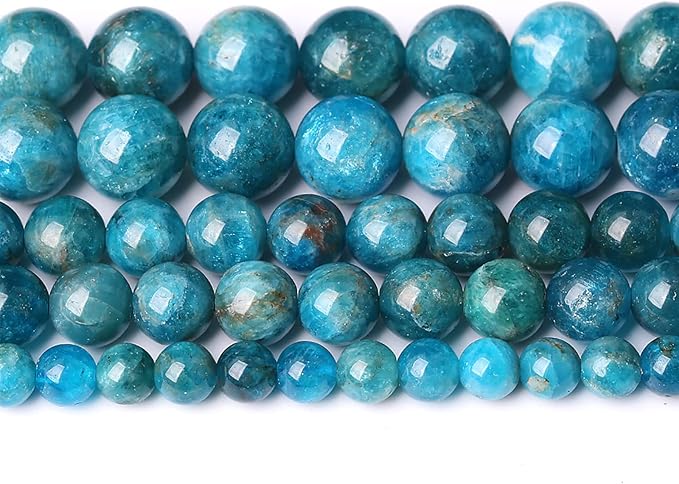 60PCS 6mm AAA Natural Blue Apatite Stone Beads Gemstone Round Loose Spacer Beads for Jewelry Making DIY Bracelet Necklace 15"