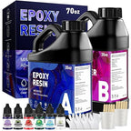 70OZ Epoxy Resin Kit, Clear Resin Epoxy Kit (35OZ×2), Self-Leveling Coating & Casting for Art Crafts, Jewelry Making, Molds, Art Resin, Not Yellowing & Bubble Free, 1:1 Easy Mix