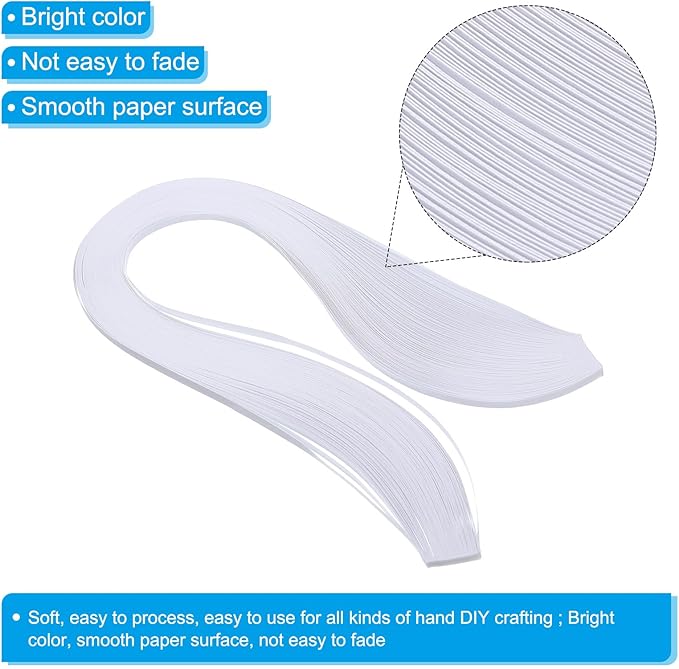 PATIKIL 600pcs Quilling Strips Paper 1/8"(3mm) 39cm Origami Paper Quilling Strip for Art DIY Hand Craft Christmas, White