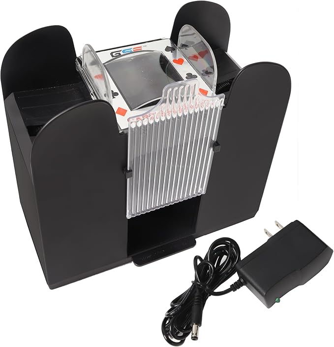 GSE Games & Sports Expert 6-Deck Automatic Card Shuffler, AC/DC-Power & Battery-Operated Electric Shuffler Machines for Playing Cards, Blackjack, Texas Hold'em, Canasta, Bridge, Rummy, UNO