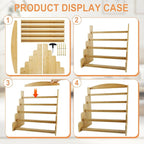 5-Tier Bamboo Trading Card Display Case,35 pt Baseball Card Collection Stand, Sports Card Storage Holder,Card Game Collection (Burlywood)
