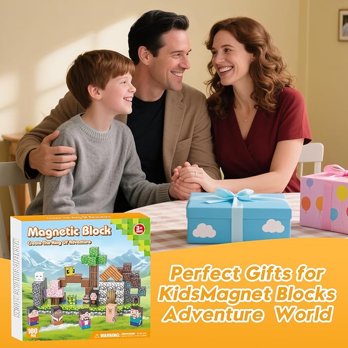 Magnetic Blocks, Magnetic Building Blocks Gryxpox, Magnet Tiles with Adventure World Blocks Toy, Magnetic Blocks For Kids Ages 4-8, STEM Sensory Toys for Ages 3+ Toddlers Kids Girl Boys Birthday Gifts