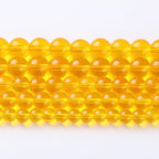 46pcs 8mm Smooth Yellow Crystal Glass Beads Citrine Round Loose Beads for Jewelry Making DIY Bracelet Necklace 15" Energy Healing Power Stone Beads