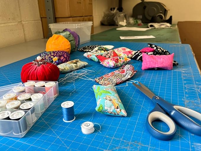 Emery Sewing Pincushion Filled with Abrasive Emery Sand - Handmade in USA (2"x3", Pink & Orange)