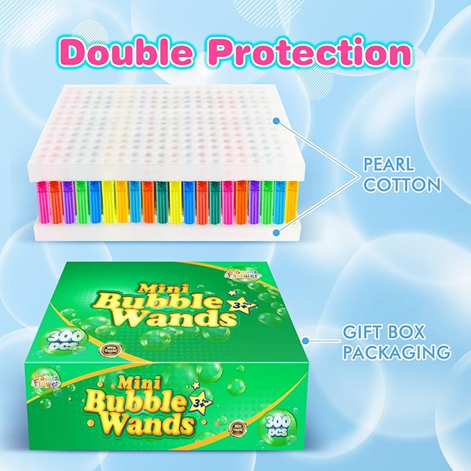 300 Pieces Mini Bubble Wands,Bubble Party Favors Assortment Toys for Kids,Themed Birthday, Halloween, Goodie Bags, Carnival Prizes, Wedding, Bubble Maker Toys for Kids,Outdoor Gifts for Girls & Boys