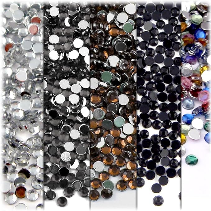 The Crafts Outlet 5-PK Set (7,200-Piece), Round 3mm Rhinestones, Flatback, Pink Tones
