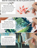 Nicpro Kolinsky Sable Watercolor Brushes, 10PCS Professional Sable Paint Brush Set with Nylon Holder for Watercolor Acrylic Gouache Inks Painting with Flat, Round Pointed, Cat's Tongue Oval Wash