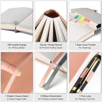 College Ruled Notebook, Large A4 Hardcover Leather Journal, 312 Numbered Pages Writing Journal, 100gsm No Bleed Paper, Lined Journal Notebook for Women Men School Office, 8.5''×11'', Pink
