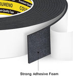 2 Pack EVA Single-Sided Adhesive Foam Tape 1.2inx16.4FT Single-Sided Sealing Strip Foam Pad Sponge Tape Window Weatherproof, Self-Adhesive Insulation Sealing Tape Black