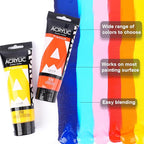 AUREUO Black Acrylic Paint Set, 4 Fl Oz / 120ml 2 Lamp Black Tubes, Rich Pigment Art Craft Paints for Canvas, Rocks, Wood, Ceramic, Fabric - Art Supplies for Beginners, Professionals, Artists