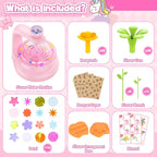 cosone Crafts Kits for Kids Ages 4-8, DIY Fabric Flower Bouquet Kit for 5 6 7 8 Year Girls Unicorn Flower Press Toys Educational Toy Preschool Birthday Gifts for Girls Handmade Activity Set - Pink
