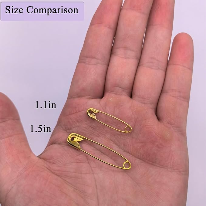 Safety Pins, 600PCS-1.5Inch Small Safety Pins, Rust-Resistant Nickel Plated Steel, Sharp Edge Safety Pin for Clothes, Sewing, Arts & Craft, 38mm Decorative Safety Pins (Gold), UR-28