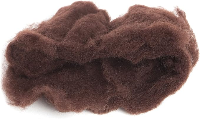 Desert Breeze Distributing Maori Wool Carded Batting, 100% Natural New Zealand Wool Made by DHG in Italy for Needle Felting, 3.5 OZ, 27 Micron, Color Chocolate Brown