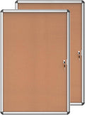 2 Pack 36"x24" Enclosed Bulletin Board, Lockable Weather-Resistant Aluminum Cork Noticeboard for School & Office, Silver Frame w/Cork