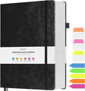 College Ruled Notebook, Large A4 Hardcover Leather Journal, 312 Numbered Pages Writing Journal, 100gsm No Bleed Paper, Lined Journal Notebook for Women Men School Office, 8.5''×11'', Black
