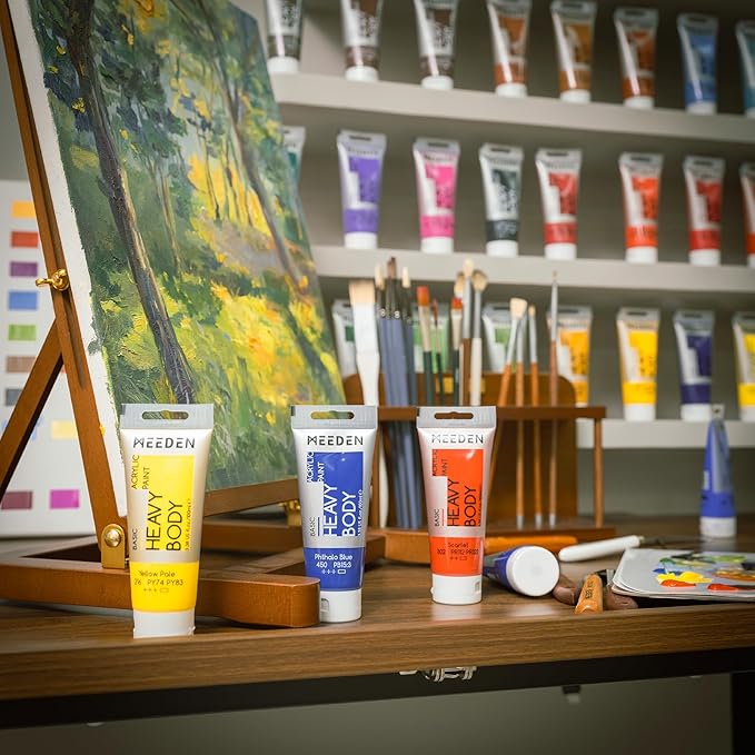MEEDEN Acrylic Paint Viridian Hue: Bundled with Titanium White Color - 100ml/3.38oz x 2 Bulk Heavy Body Acrylic Paint Tubes for Art Craft Painting