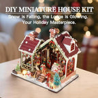 DIY Miniature House Kit, Miniature Kit with Music, Dollhouse Kit for Adults Teen, Mini House Building Kit for Birthday, Christmas Warm Lodge