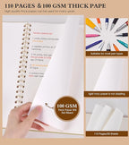 Blank Spiral Notebook Journal 8.5” x 11”, A4 Large Sketch Book for Women Men, 100 GSM Blank Paper Drawing Notebook, Plastic Hardcover Spiral Bound Sketchbook for Sketching Work School Writing, Yellow