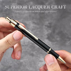 Black Gel Pen With 24K Gold Finish, Fine lacquer work, Best Men's And Women's Gift Pen Set, Professional, ADMOK Black Refill, Smooth Writing, Executive, Office, Click, Nice Retractable Pens