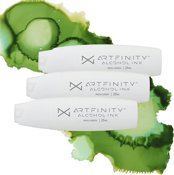 Alcohol Inks 3 Pack - Vibrant, Professional, Dye-Based Alcohol Inks for Artfinity Alcohol Markers, Artists, Drawing, & More! - Moss Green G5-5