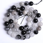 90pcs 4mm AAA Natural Black Quartz Rutilated Beads Round Loose Beads for Jewelry Making DIY Bracelet Crystal Energy Healing Power Stone (Black Rutilated Quartz Crystal, 4mm)