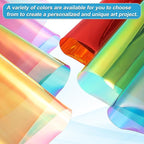 MECCANIXITY Holographic Clear PVC Vinyl Film Holographic PVC Fabric Waterproof Dichroic Film 12 x 48 Inch for Handbags Bows Earrings DIY Craft,Laser Orange Color
