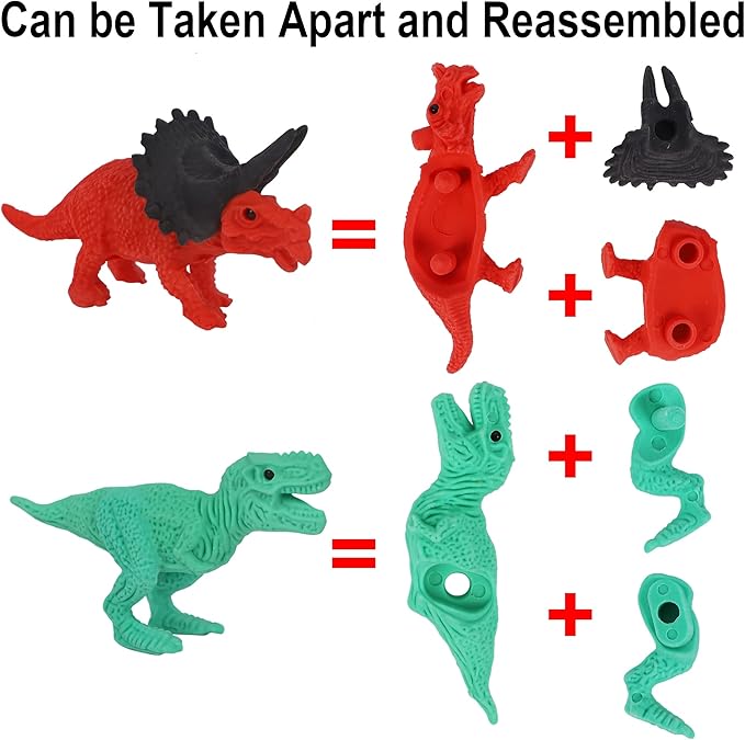 72 Pcs Animal Erasers for Kids, Dinosaur 3D Puzzle Eraser Bulk, Mini Dinosaur Toys, Desk Pets for Students, Classroom Prizes, Party Favors
