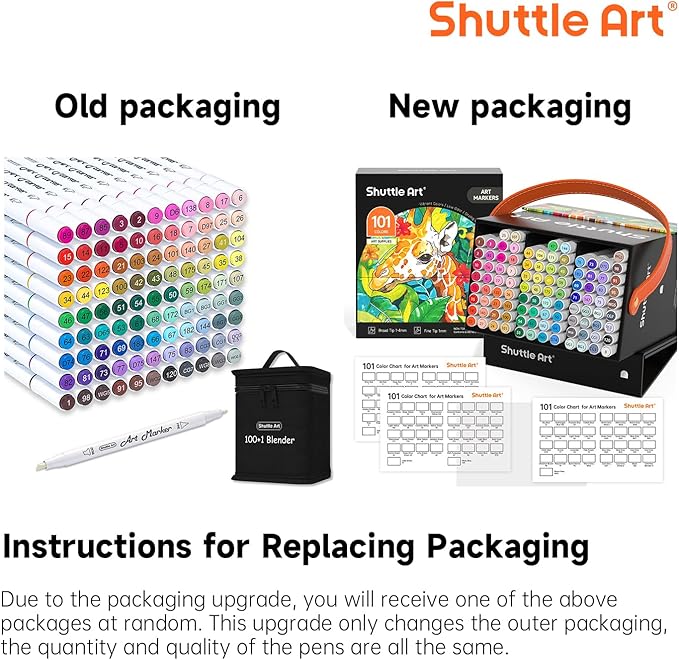 Shuttle Art 101 Colors Alcohol Markers, 100 Colors Dual Tip Art Marker Set Plus 1 Colorless Blender with Marker Case Perfect for Illustration Students Adult Coloring Sketching