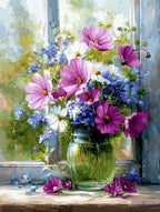 Moohue 14 ct Counted Cross Stitch Kits for Adults Flowers Cross Stitch Patterns Stamped Printed Cross Stitch Kits (Flowers 3)