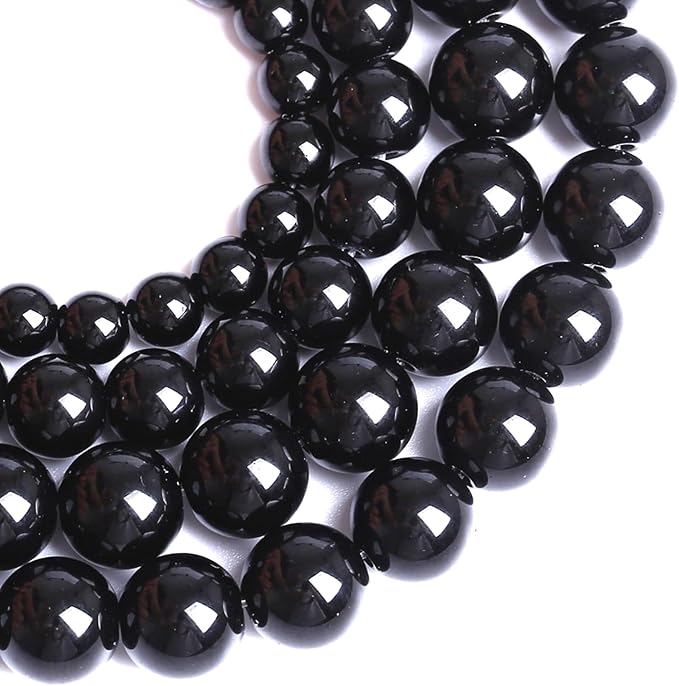 12MM Natural Black Agate Gemstone Beads Round Loose Stone Beads for Jewelry and Bracelets Making 32pcs 15"