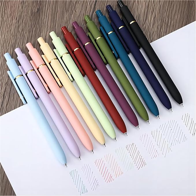 Ddaowanx Colorful Gel Pens, 0.5mm Fine Point Retractable,Colored Pens for Journaling and Sketching, Teacher Must Haves,Teacher School Supplies, Gifts for Nurse ﻿(12Pcs-Aesthetic+Vintage Colors)