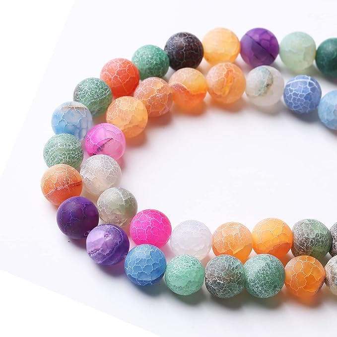 60PCS 6MM Weathered Agate Beads-Multicolo Stone Beads Energy Healing Beads for DIY Jewelry Bracelet Necklace Making for Jewelry Making15Inch