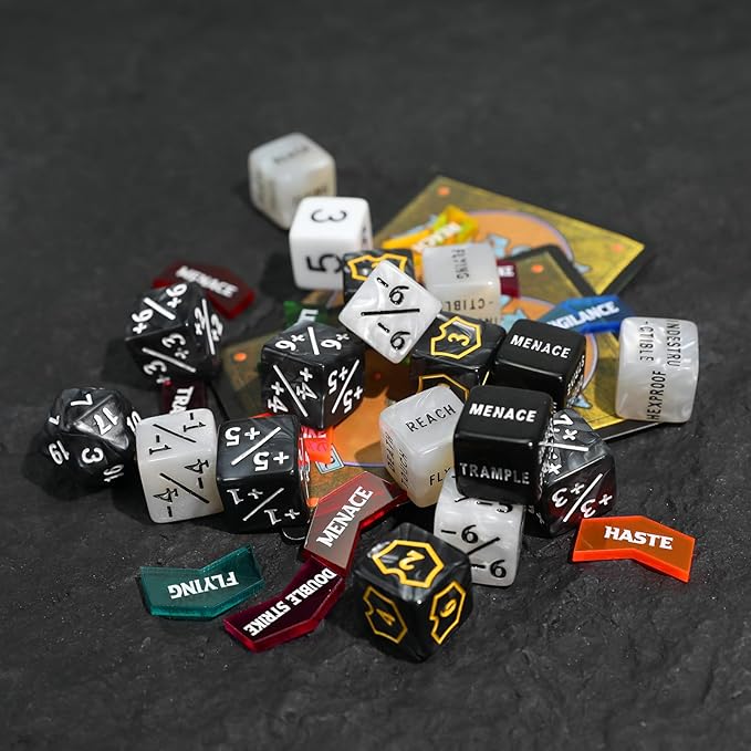 122PCS MTG Abilities Keyword Tokens Dice Counters Set for Magic The Gatering, MTG Buff Tokens Plus 1 Life Counters Dice, Compatible with CCG Creature Stats TCG Magic Card Gaming Accessories
