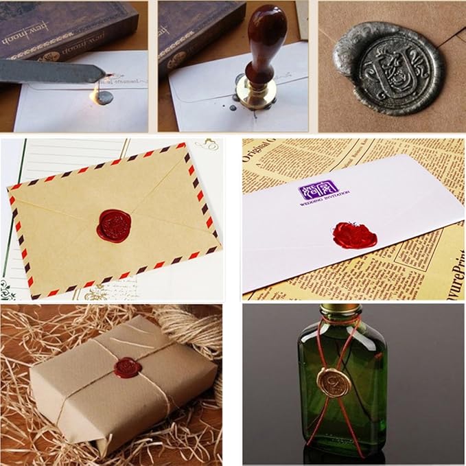 Yoption Sealing Wax Sticks with Wicks Antique Fire Manuscript Sealing Wax for Wax Seal Stamp (Green)