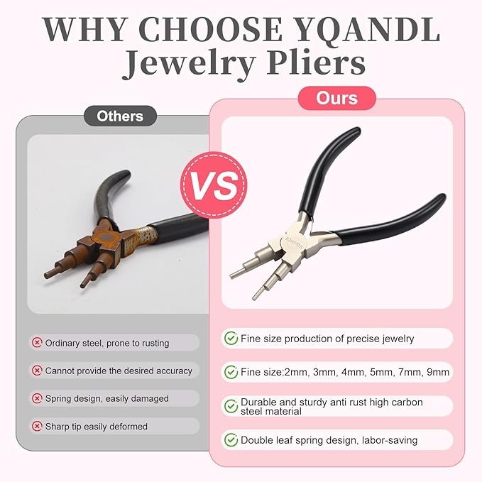 Jewelry Making Tool - High-Carbon Steel Bail Making Pliers with 2-9mm Adjustable Looper, Professional Wire Looping Tool for Earrings, Rings & Crafting (Multi-Functional Design) Jewelry Pliers