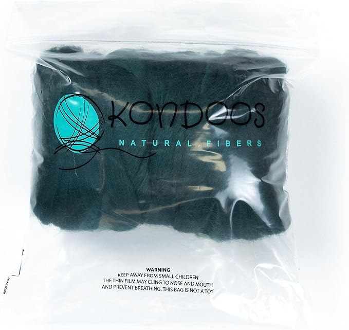 Colored Natural Wool roving, 8 OZ. Best Wool for Needle Felting, Wet Felting, handcrafts and Spinning. (English Green)