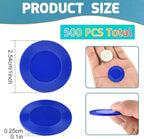 Coopay 500 Pieces Plastic Poker Chips, 1 Inch Bingo Chips Bulk Learning Counters Disks Poker Card Game, Counting Markers for Math Practice, Game Tokens and Teaching Rewards, 25 mm (Blue)