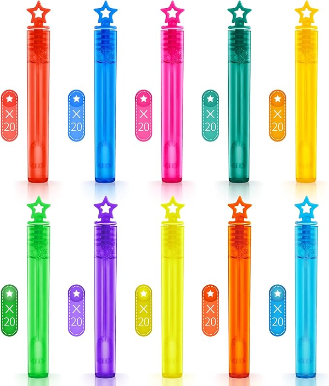 SpringFlower 200 Pieces Mini Bubble Wands, Party Favors Assortment Toys for Kids,Themed Birthday, Halloween, Goodie Bags, Carnival Prizes, Wedding, Bubble Maker Outdoor Gifts for Girls & Boys