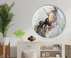 My Photostation.com 15.8''(40cm) Diameter Gold Details Gray Marble Round Glass Wall Art Tempered Glass Printing Wall Decor Large Wall Art Wall Hangings