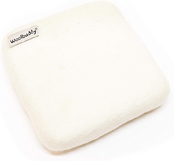 Woolbuddy Needle Felting Pad - Durable Wool Mat for Craft Projects, Foam Alternative, 6"x6"x1.5" (White)
