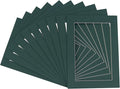 Pack of 25 Acid Free 11x14 Mats Bevel Cut for 8.5x11 Photos - Forest Green Precut Matboards With Backing Boards and Clear Photo Mat Bags For Pictures, Photos, Framing - 4-ply Thickness