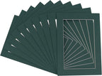 Pack of 25 Acid Free 8x10 Mats Bevel Cut for 5.5x8.5 Photos - Forest Green Precut Matboards For Pictures, Photos, Framing - 4-ply Thickness