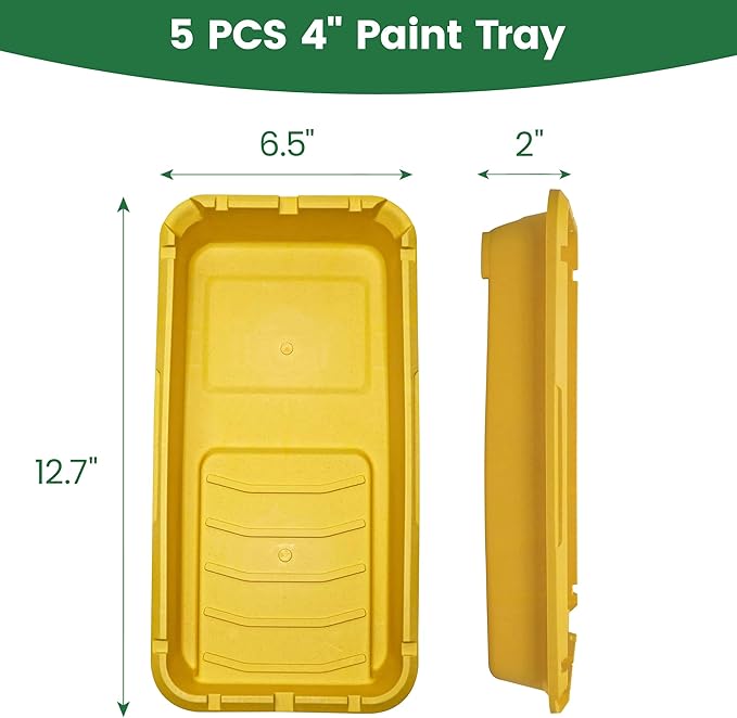 VOOMEY Paint Tray 4 inch, Paint Tray Liner, Paint Roller Tray with Paint Roller Frame 11 Pack, Paint Pan Easy to Clean and Reusable