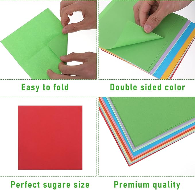 200 Pcs Origami Scrapbook, Paper Airplane Paper Double Sided Scrapbook Paper Origami 10x10 Origami 15x15 Square Mixed 10 Colors, Colored Construction Paper for Crafts and Art Folding