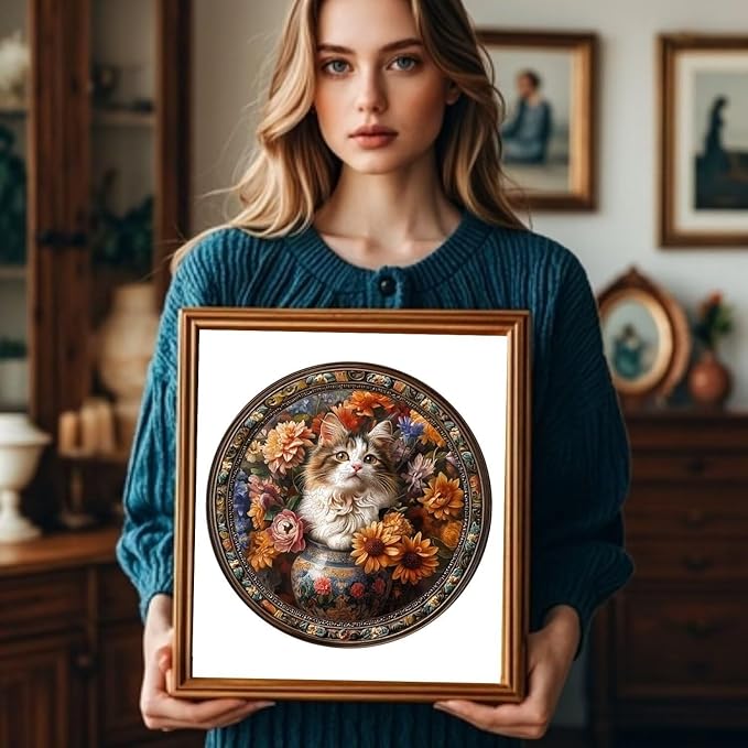 Wooden Puzzles Adults, Beautiful Tricolor Cat Wooden Puzzles 200 Pieces, Unique Animal Shaped Wood Challenging Jigsaw Puzzles Gifts for Adults, 11.4x11.4in